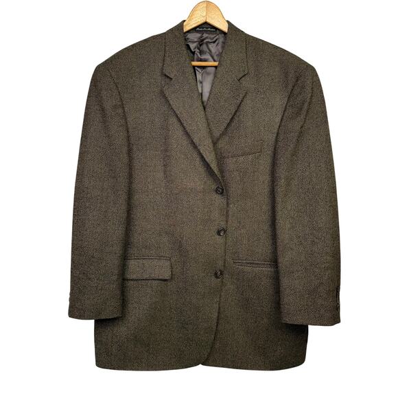 Ralph Lauren Lambswool Blazer Sports Coat Size 46R Black Label Brown Tan Jacket